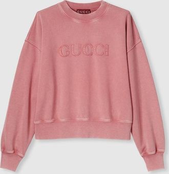 Gucci Embroidered Cotton Jersey Sweatshirt, Pink, Ready-to-wear