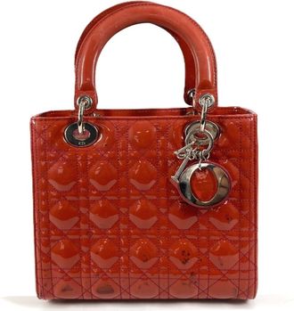 Dior Lady Dior Pink Leather Handbag Tote Bag (Pre-Owned)