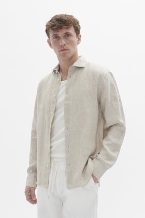 Matinique Overhemd met lang mouwen MAmarc Regular fit beige