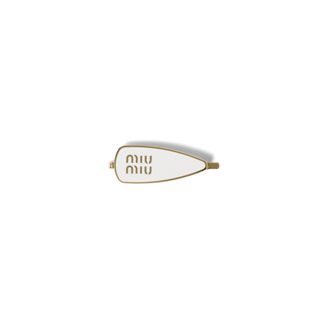 Miu Miu Enameled Metal Hair Clip, Woman, White