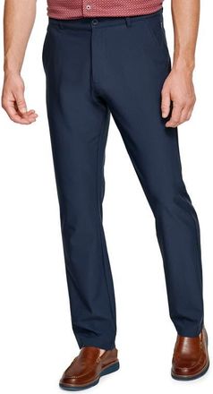 Johnston & Murphy XC4 Performance Flat Front Pants in Blue at Nordstrom, Size 38R