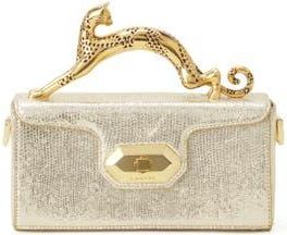 Lanvin Pencil Cat Nano Bag In Crackled Metallic Leather in Gold at Nordstrom