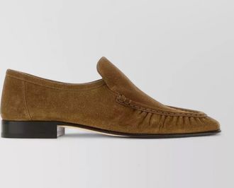 The Row suede loafers round toe stitch detailing