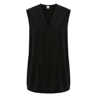 Toteme Sleeveless Tops, female, Black, Size: S Fluid V-neck Top