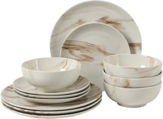Gibson Home Cloudlight Decorated Porcelain Dinnerware Set in Brown at Nordstrom
