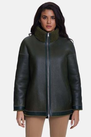 FURNIQ Simone Shearling Jacket in Green at Nordstrom, Size Medium