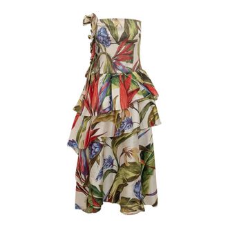 Farm Rio FARM Rio, Midi Dresses, female, Multicolor, Size: M Florart Maxi Dress