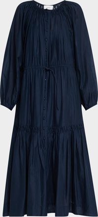 Merlette Allegra Tiered Smocked Cotton Midi Dress