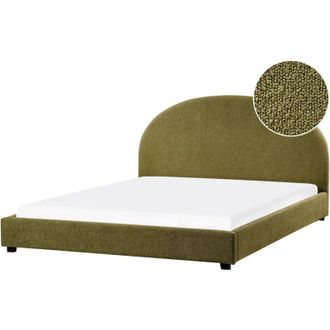 Beliani Beliani - Letto matrimoniale Letto imbottito minimalista 180 x 200 cm Boucl&eacute; verde oliva Vaucluse