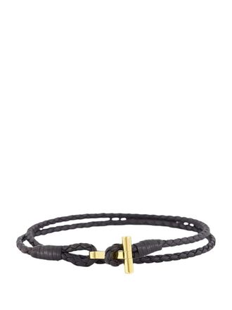 Tom Ford Bracciale a T intrecciato marrone scuro Tom Ford