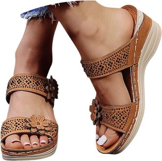 Generic Orthopedic Sandals Women,Slip On Sandals for Women Uk,Ladies Comfortable Walking Shoes,Soft Leather Sandals for Women Anti Slip Platform Orthotic Open