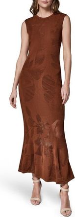 DKNY Floral Jacquared Sleeveless Dress in Cognac at Nordstrom, Size X-Large