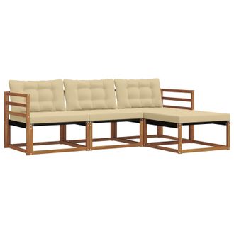 vidaXL Conjunto De Sof&aacute;s De Exterior Con Coj&iacute;n 4 Pcs Natural Y Beige Vidaxl
