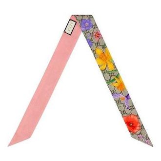 Gucci (WMNS) Gucci 26 GG Flora Silk Scarf Pink 609317-3G001-9772