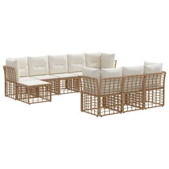 vidaXL Conjunto De Sof&aacute;s De Exterior Natural Y Crema Poli&eacute;ster Vidaxl