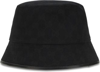 Gucci Womens Bucket Hat Gg Cotton Canvas Black Black-Black Polyester Black/black