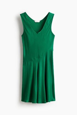 H&M Flared Satin Dress in Green at Nordstrom, Size Xx-Large