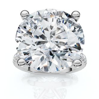 Pompeii3 Certified 10 1/3Ct Round Diamond Engagement Ring With Accents 14k Gold Lab Grown