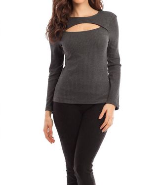 French Kyss Anna Keyhole Top In Gray