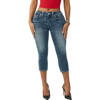 True Religion Jennie Curvy Capri Jeans in Blue Radiance at Nordstrom, Size 24