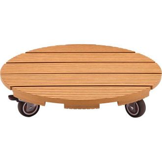 Nature Soporte De Maceta Con Ruedas - Natura - Wpc - H8,6 X &Oslash;38 Cm - 4 Ruedas - Madera