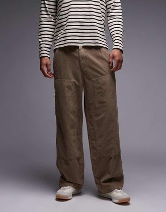 AllSaints Dunstan - Pantaloni in tessuto a coste color cuoio-Marrone