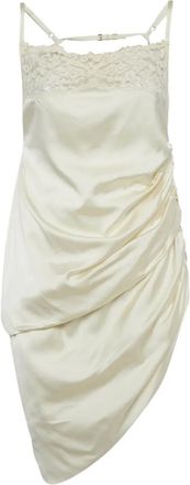 Jacquemus Abito corto asimmetrico in pizzo - Toni neutri