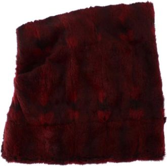 Dolce & Gabbana Luxe Bordeaux Bont Gevoerde Sjaal - Dames - Wintersjaals - Rood - ONE Size - Accessoires