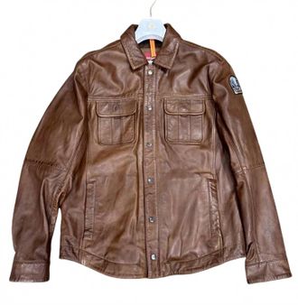 Parajumpers Mens Pearson Leather Jacket In Clay