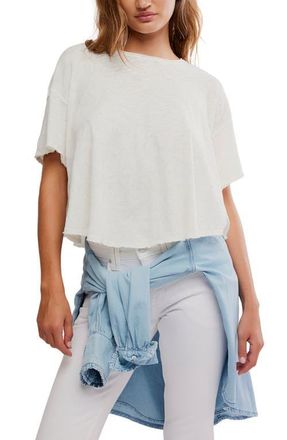 Free People Elsie Linen & Cotton Slub Jersey Swing T-Shirt in Whisper White at Nordstrom, Size X-Large