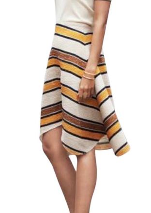 Chloé Asymmetrical Striped Wool Skirt Size M