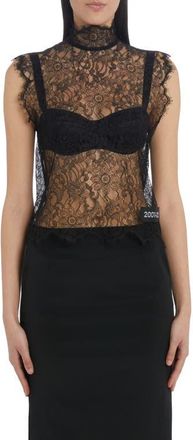 Dolce & Gabbana Sheer Lace Top in Black at Nordstrom, Size 44