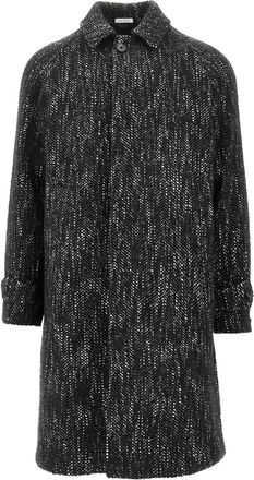 Breras Milano buttoned herringbone single-breasted coat - men - Acrylic/Wool/Virgin Wool/Polyester - 48 - Black