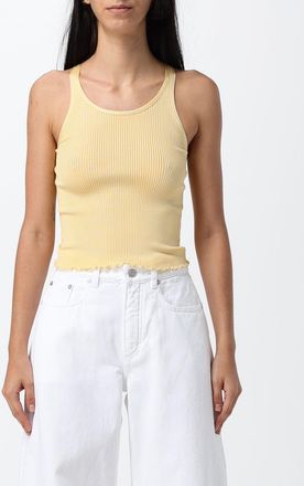 Alaia Slim Fit Ribbed Silk U-Neck Tank Top with Thin Straps