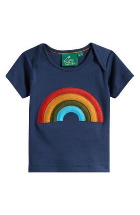 Little Green Radicals Kids Rainbow Cotton T-Shirt in Blue at Nordstrom, Size 18-24M