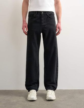 Topman Jeans dritti rigidi nero slavato