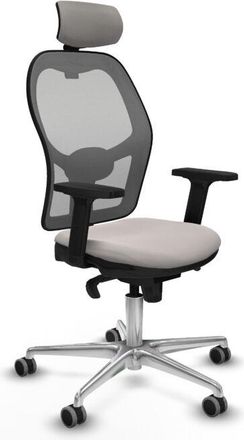 Piqueras y Crespo Piqueras Y Crespo - Jorquera Sincro Malla Gris Similpiel Blanco Brazos 2d Base Aluminio Cabecero 2d Ruedas 65mm Engomada