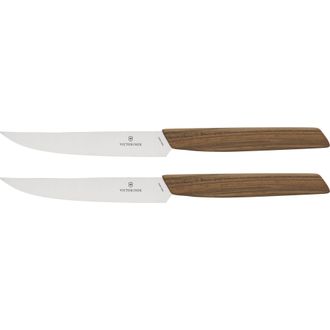 Victorinox by Swiss Army Swiss Modern Cuchillos De Carne Nogal 2 Piezas