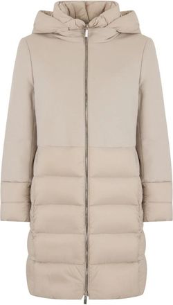 Moorer Calista Lange Gewatte Jas - Dames - Dons jassen - Beige - XS - Polyester - Jassen