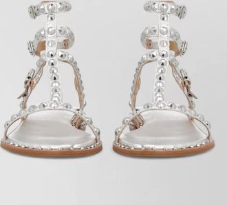 Ash studded flat sandals open toe ankle strap