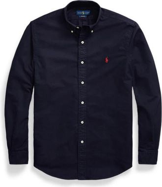 Polo Ralph Lauren Blauw Overhemd Lange Mouw Custom Fit - Heren - Casual Overhemden - Blauw - S - Katoen - Overhemden
