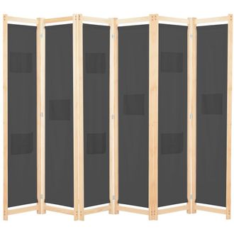 vidaXL Biombo Divisor De 6 Paneles De Tela Gris 240x170x4 Cm Vidaxl