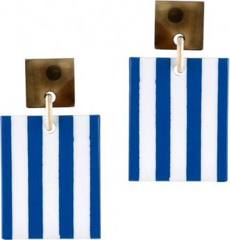 Sunshine Tienda Womens Bermuda Block Earrings In Blue, White, Tortoise