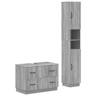 vidaXL Juego De Gabinete De Ba&ntilde;o De 2 Piezas Hoorn Sonoma Gris Vidaxl