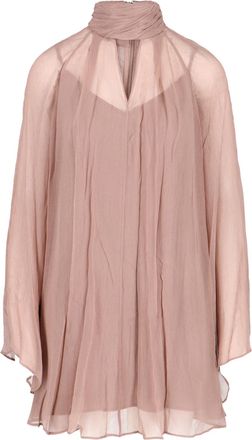 Staud Asymmetrical Mini Chiffon Dress With Front Cut-Out