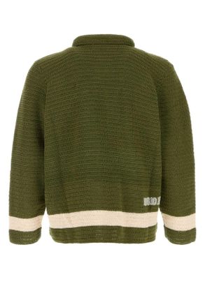 Bode Mens Green Crochet Marsh Shirt Greencream Exterior: Cotton Camicie