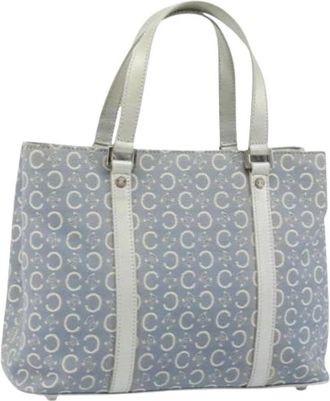 Celine Pre-owned C Macadam Canvas Handtas - Dames - Vintage Handtas - Blauw - ONE Size - Leer - Vintage