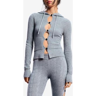 Desigual Hooded Cashmere Blend Cardigan in Gray at Nordstrom, Size Medium