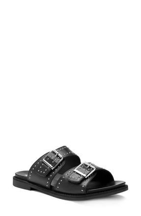 Ara Elm Studded Buckle Strap Slide Sandal in Black at Nordstrom, Size 9.5-10Us