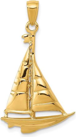 Diamond2Deal 14k Yellow Gold Polished Sailboat Pendant